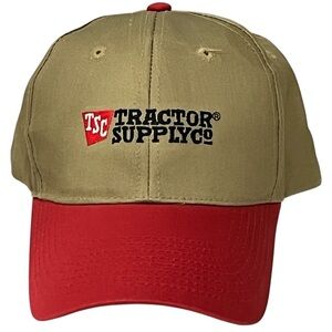 Tractor Supply Co. Tan and Red Adjustable Snap Back Baseball Cap